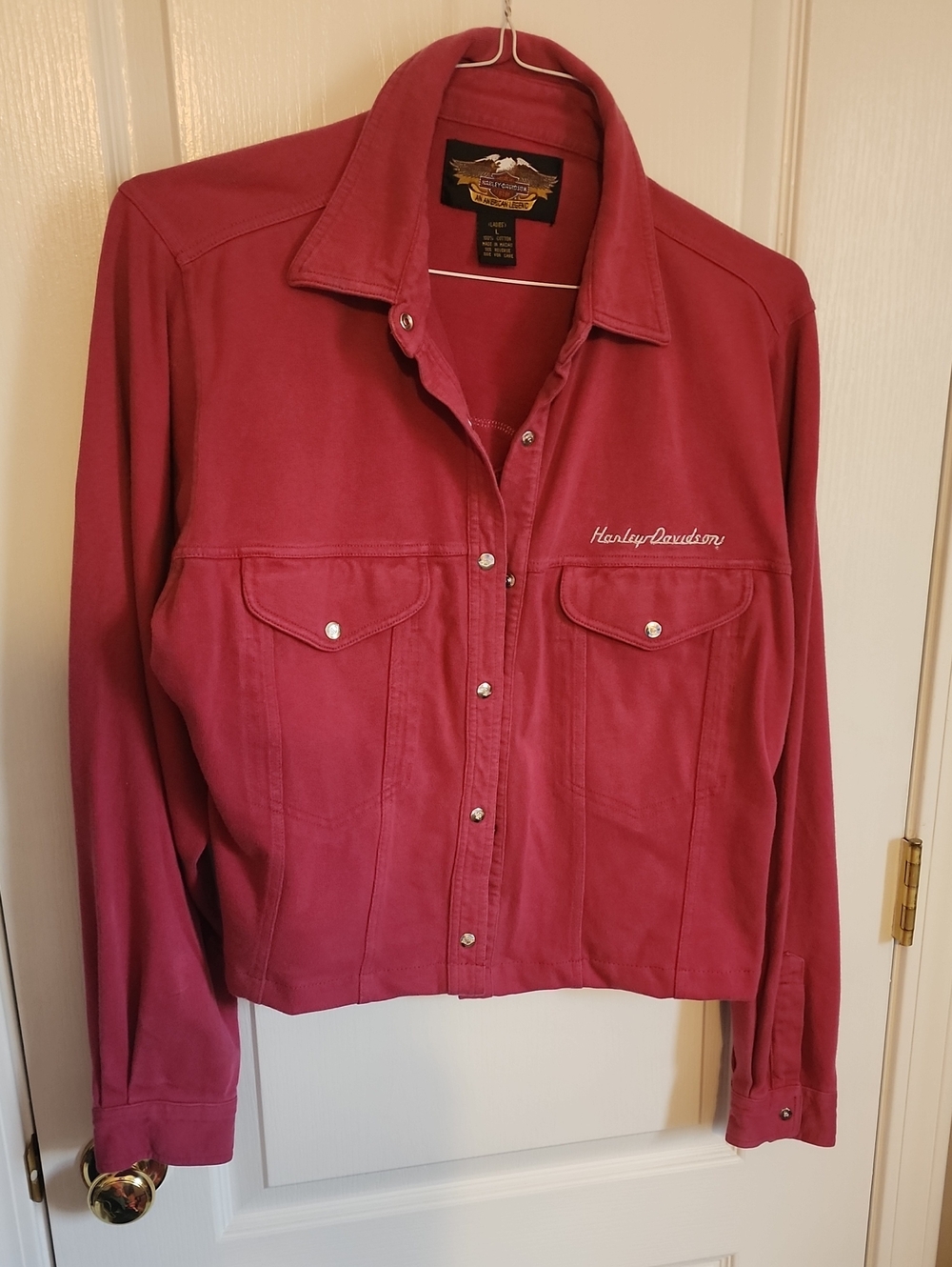 Upcycled Harley-Davidson Red Bomber Jacket/shirt